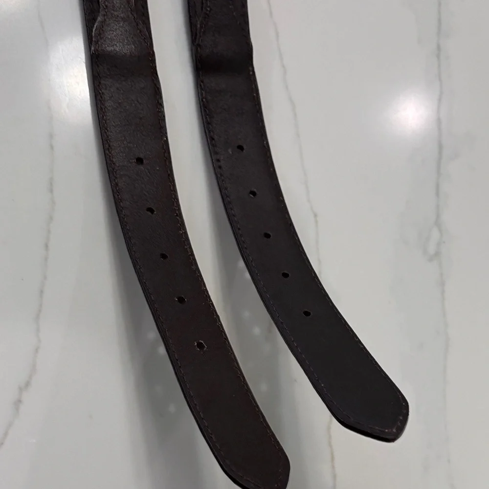 Nocona Brown Leather Kids Belt Pair with Brass Buckles